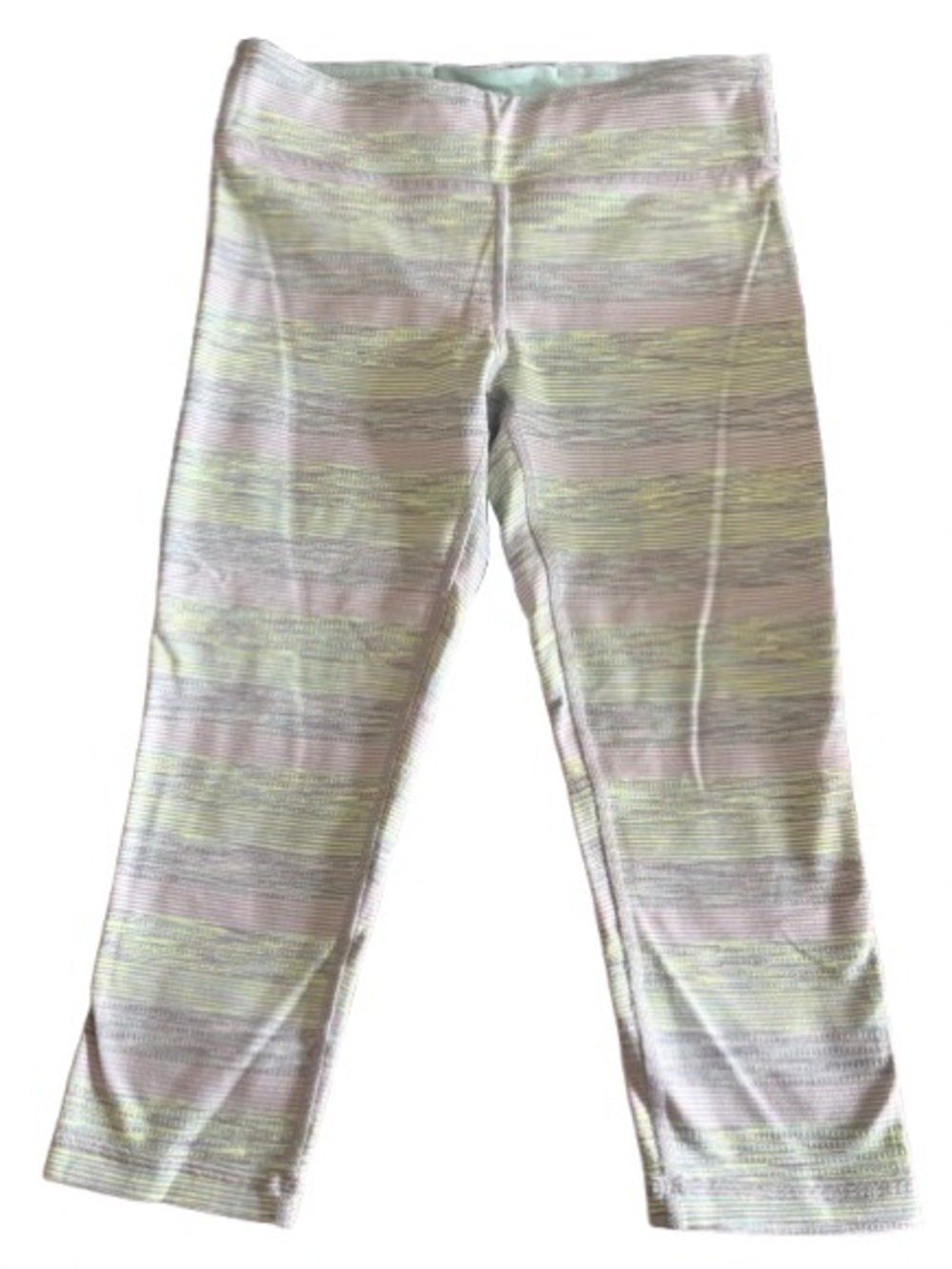 Ivivva Girls Capri Leggings in Yellow and Mint Green Stripes